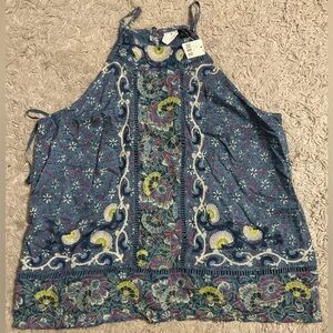 AKEMI + KIN anthropologie turquoise sleeveless top blouse 6 NWT